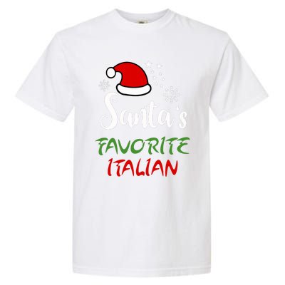 Santas Favorite Italian Funny Santa Hat Christmas Gift Garment-Dyed Heavyweight T-Shirt