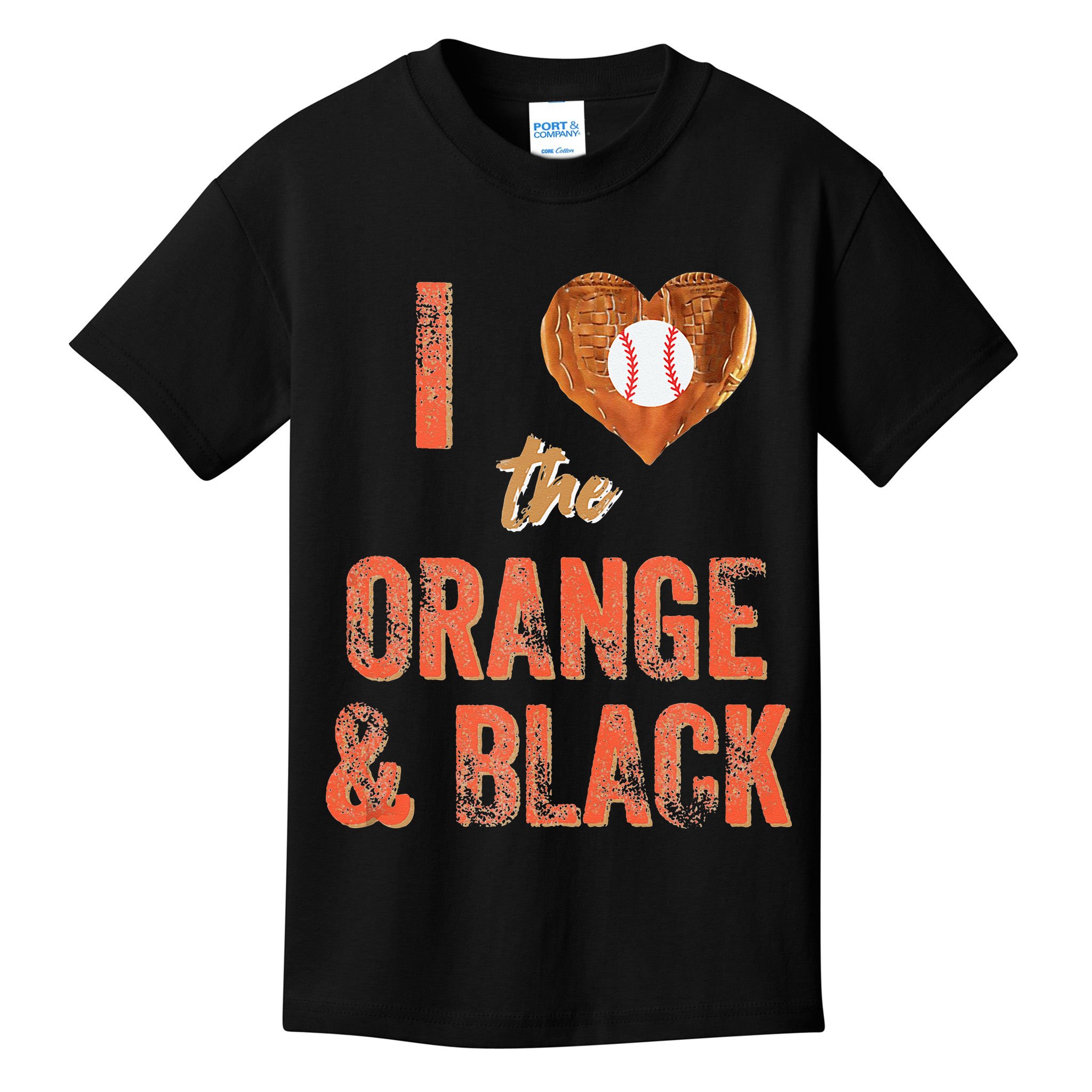 San Francisco I Love The Orange And Black Baseball Kids T-Shirt