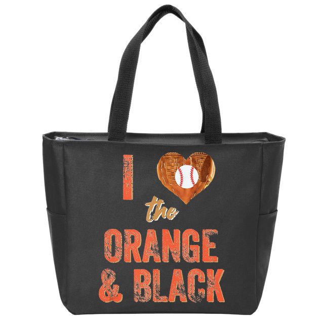 San Francisco I Love The Orange And Black Baseball Zip Tote Bag