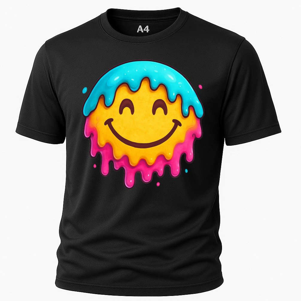 Smile Face Ice-Cream Drip Cooling Performance Crew T-Shirt
