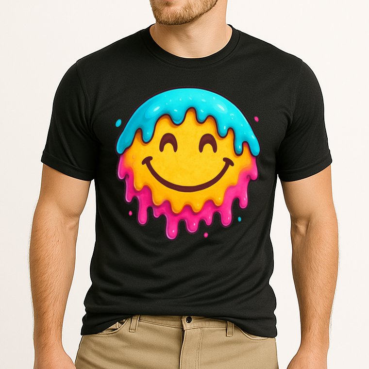 Smile Face Ice-Cream Drip Cooling Performance Crew T-Shirt