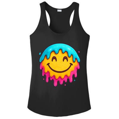 Smile Face Ice-Cream Drip Ladies PosiCharge Competitor Racerback Tank
