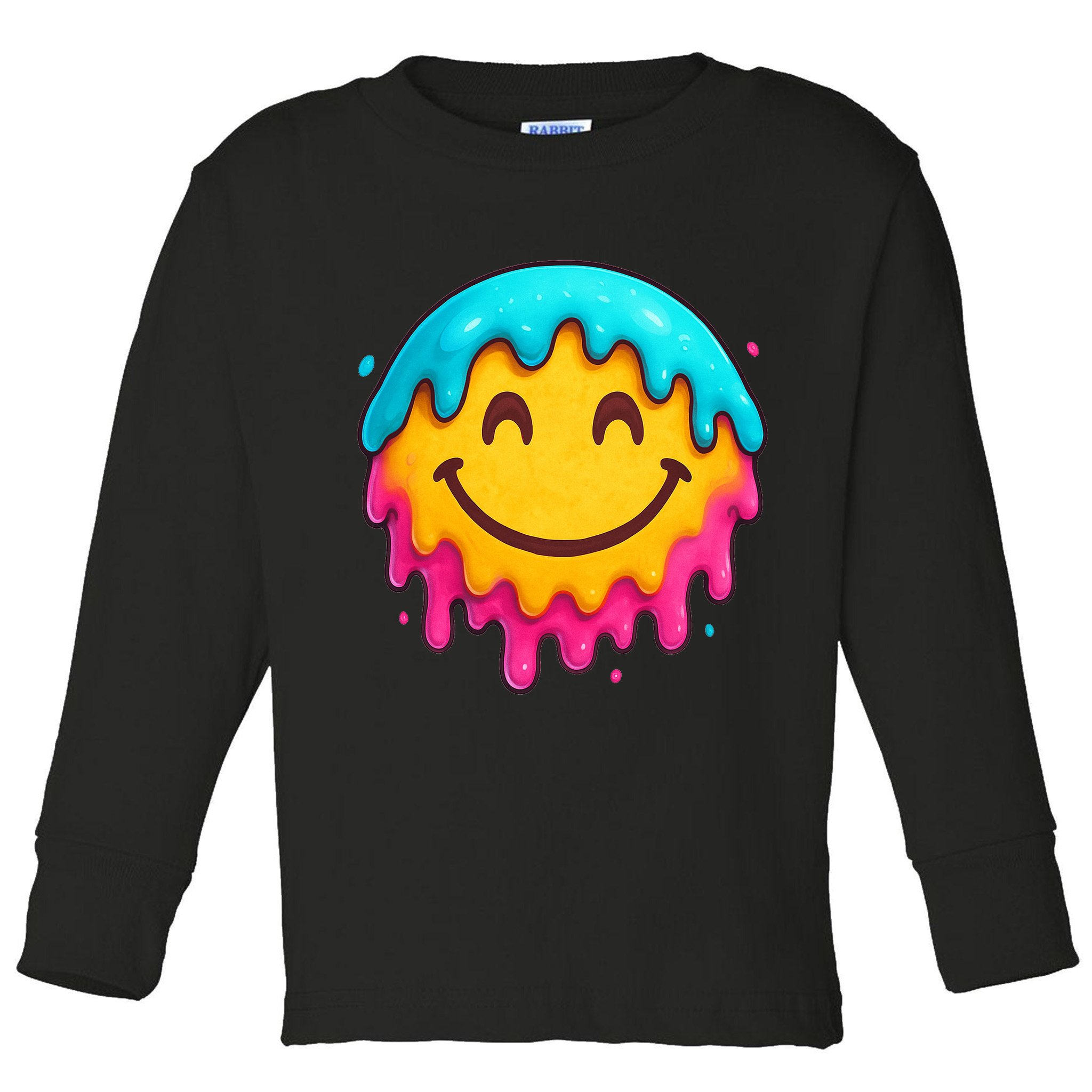 Smile Face Ice-Cream Drip Toddler Long Sleeve Shirt