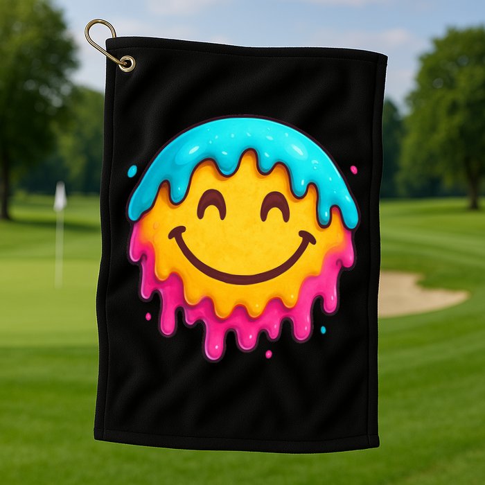 Smile Face Ice-Cream Drip Golf Towel