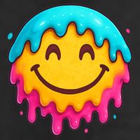 Smile Face Ice-Cream Drip Golf Towel