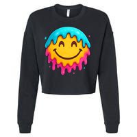 Smile Face Ice-Cream Drip Cropped Pullover Crew