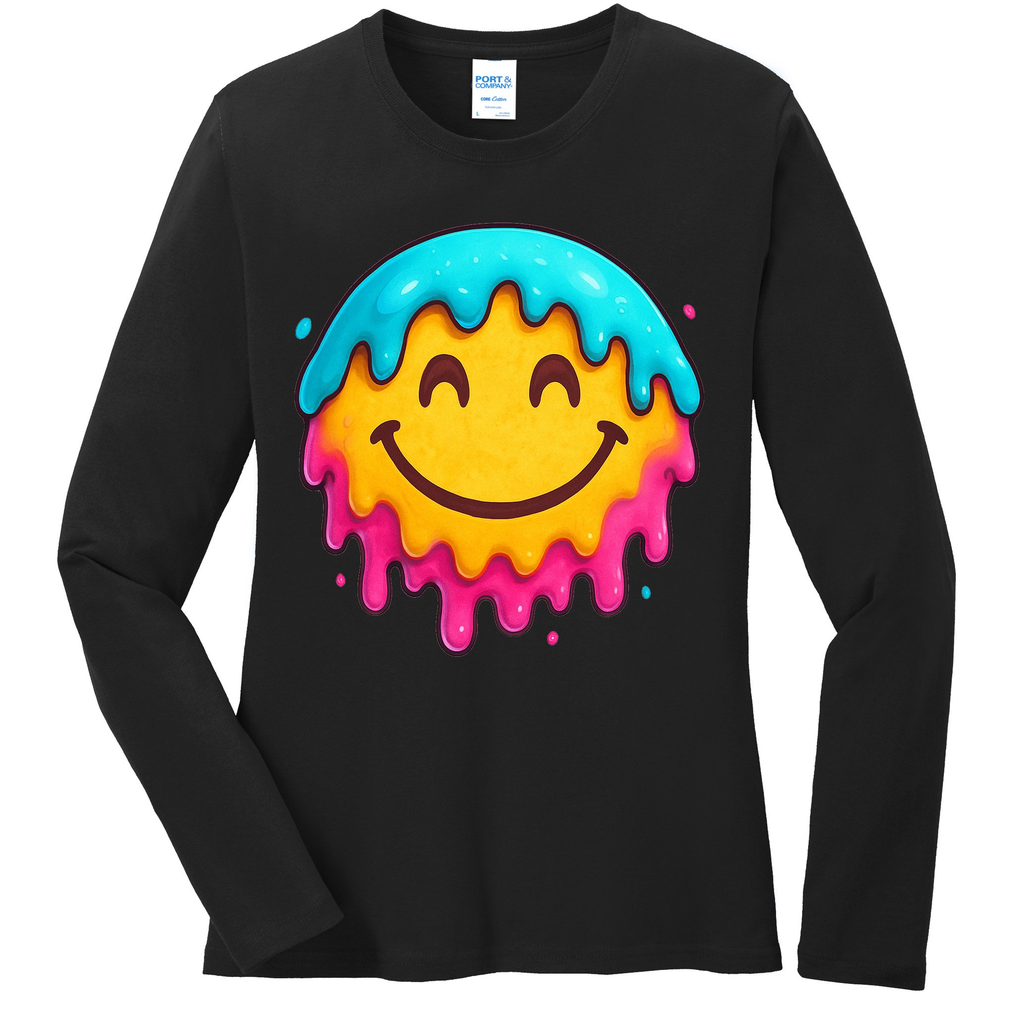 Smile Face Ice-Cream Drip Ladies Long Sleeve Shirt