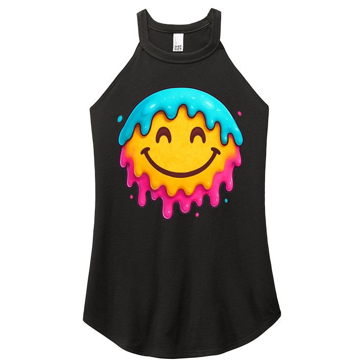 Smile Face Ice-Cream Drip Women's Perfect Tri Rocker Tank