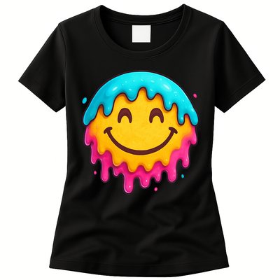 Smile Face Ice-Cream Drip Womens T-Shirt