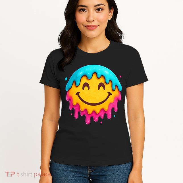 Smile Face Ice-Cream Drip Womens T-Shirt