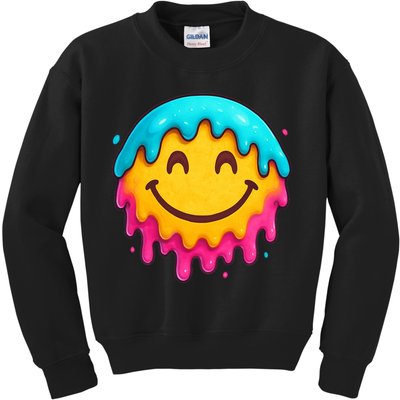 Smile Face Ice-Cream Drip Kids Sweatshirt