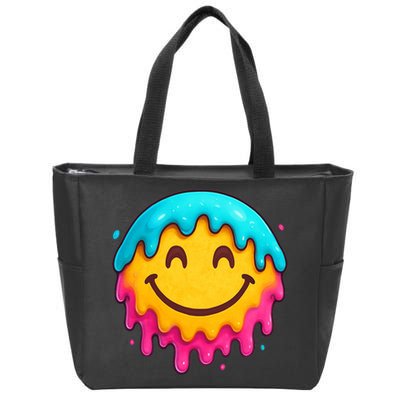 Smile Face Ice-Cream Drip Zip Tote Bag