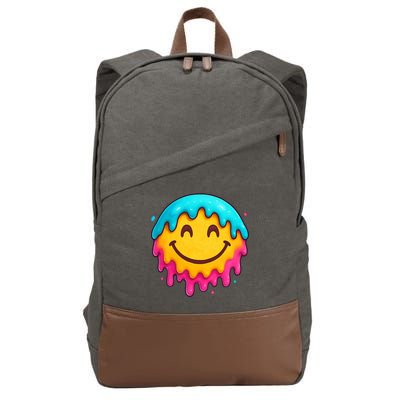 Smile Face Ice-Cream Drip Cotton Canvas Backpack
