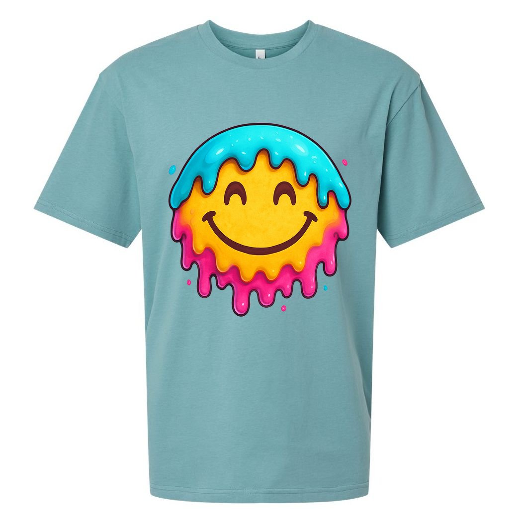Smile Face Ice-Cream Drip Sueded Cloud Jersey T-Shirt