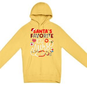 Santas Favorite Icu Nurse Xmas Lights Leopard Plaid Meaningful Gift Premium Pullover Hoodie