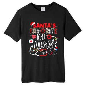 Santas Favorite Icu Nurse Xmas Lights Leopard Plaid Meaningful Gift Tall Fusion ChromaSoft Performance T-Shirt