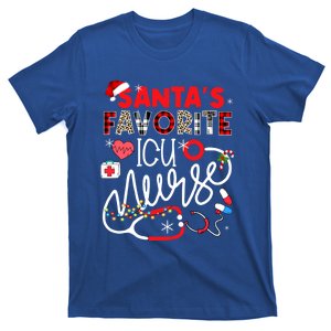 Santas Favorite Icu Nurse Xmas Lights Leopard Plaid Meaningful Gift T-Shirt