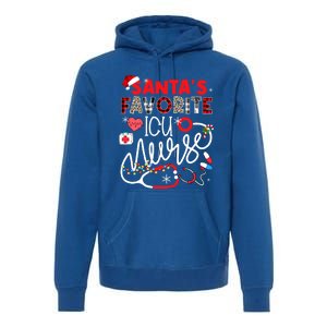 Santas Favorite Icu Nurse Xmas Lights Leopard Plaid Meaningful Gift Premium Hoodie