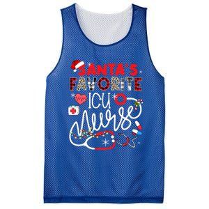 Santas Favorite Icu Nurse Xmas Lights Leopard Plaid Meaningful Gift Mesh Reversible Basketball Jersey Tank