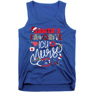 Santas Favorite Icu Nurse Xmas Lights Leopard Plaid Meaningful Gift Tank Top