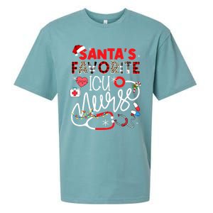 Santas Favorite Icu Nurse Xmas Lights Leopard Plaid Meaningful Gift Sueded Cloud Jersey T-Shirt