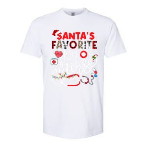 Santas Favorite Icu Nurse Xmas Lights Leopard Plaid Meaningful Gift Softstyle CVC T-Shirt