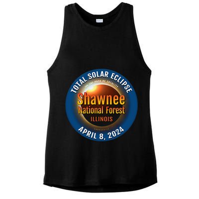 Shawnee Forest Illinois IL Total Solar Eclipse 2024 Ladies PosiCharge Tri-Blend Wicking Tank