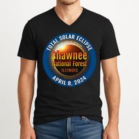Shawnee Forest Illinois IL Total Solar Eclipse 2024 V-Neck T-Shirt