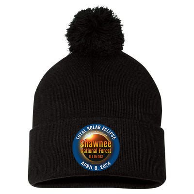 Shawnee Forest Illinois IL Total Solar Eclipse 2024 Pom Pom 12in Knit Beanie