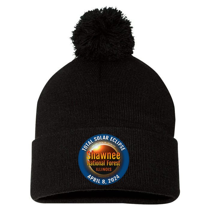 Shawnee Forest Illinois IL Total Solar Eclipse 2024 Pom Pom 12in Knit Beanie