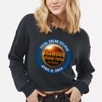 Shawnee Forest Illinois IL Total Solar Eclipse 2024 Cropped Pullover Crew