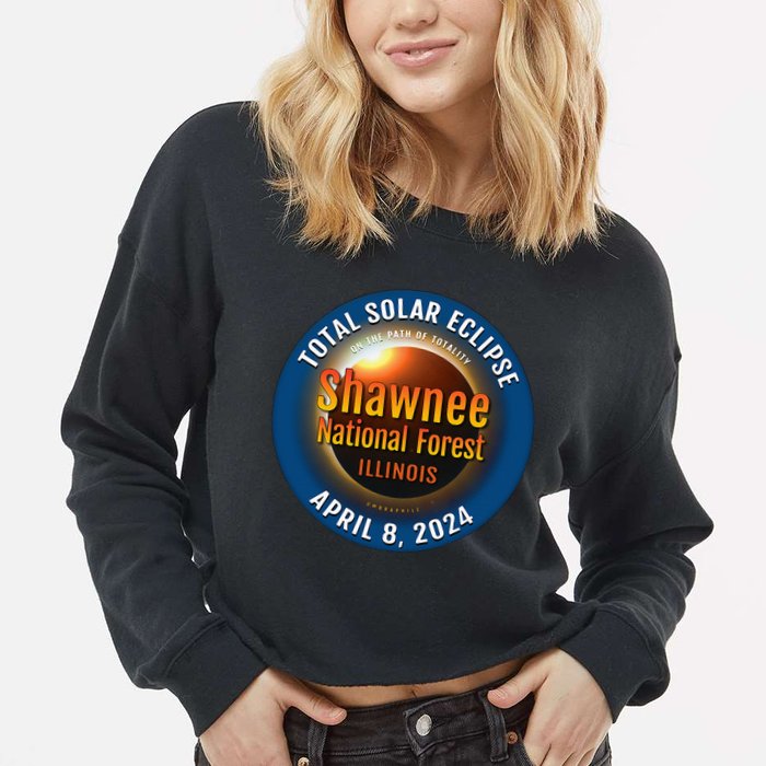 Shawnee Forest Illinois IL Total Solar Eclipse 2024 Cropped Pullover Crew
