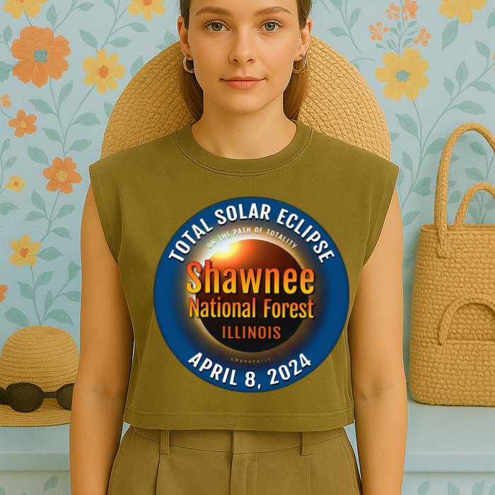 Shawnee Forest Illinois IL Total Solar Eclipse 2024 Garment-Dyed Women's Muscle Tee
