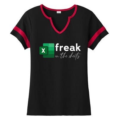 Spreadsheet Freak In The Sheets Accountant Ladies Halftime Notch Neck Tee