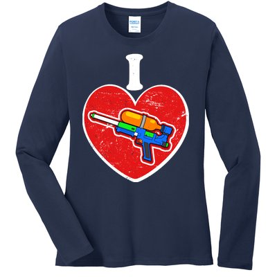 Summertime Fun I Love Super Soakers Water Guns Ladies Long Sleeve Shirt