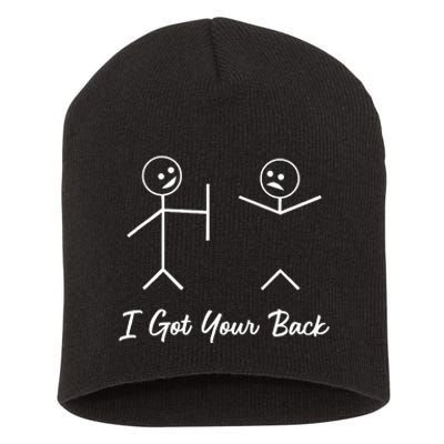 Stick Figures I Got Your Back Short Acrylic Beanie