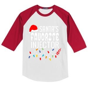 SantaS Favorite Injector Aesthetic Nurse Botox Injector Rn Gift Kids Colorblock Raglan Jersey