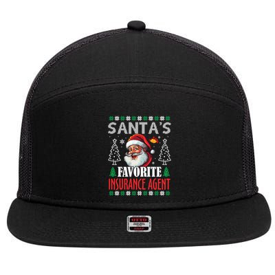 SantaS Favorite Insurance Agent Funny Christmas Gift 7 Panel Mesh Trucker Snapback Hat