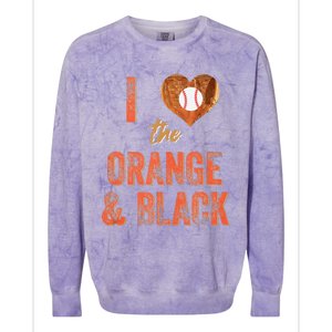 San Francisco I Love The Orange And Black Baseball Colorblast Crewneck Sweatshirt