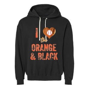 San Francisco I Love The Orange And Black Baseball Garment-Dyed Fleece Hoodie