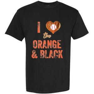 San Francisco I Love The Orange And Black Baseball Garment-Dyed Heavyweight T-Shirt