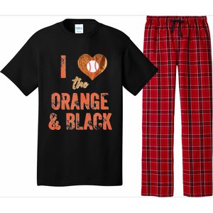 San Francisco I Love The Orange And Black Baseball Pajama Set