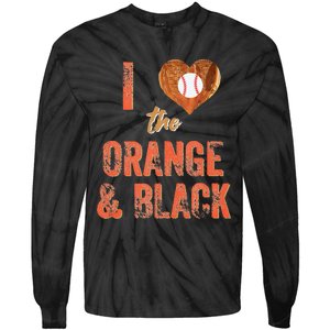 San Francisco I Love The Orange And Black Baseball Tie-Dye Long Sleeve Shirt