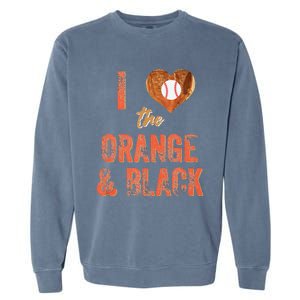 San Francisco I Love The Orange And Black Baseball Garment-Dyed Sweatshirt