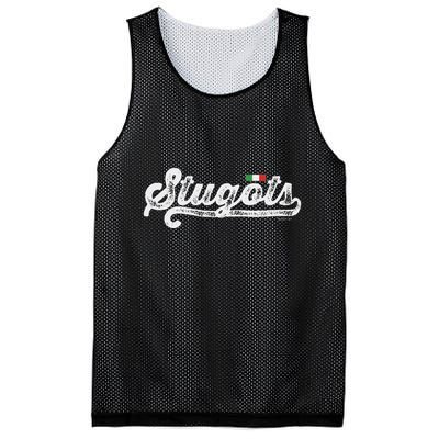 Stugots Funny Italian Saying Italy Flag White Vintage Script Mesh Reversible Basketball Jersey Tank