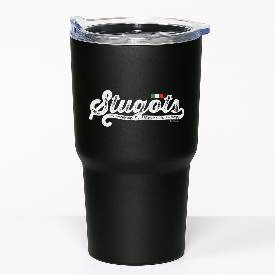 Stugots Funny Italian Saying Italy Flag White Vintage Script Tumbler