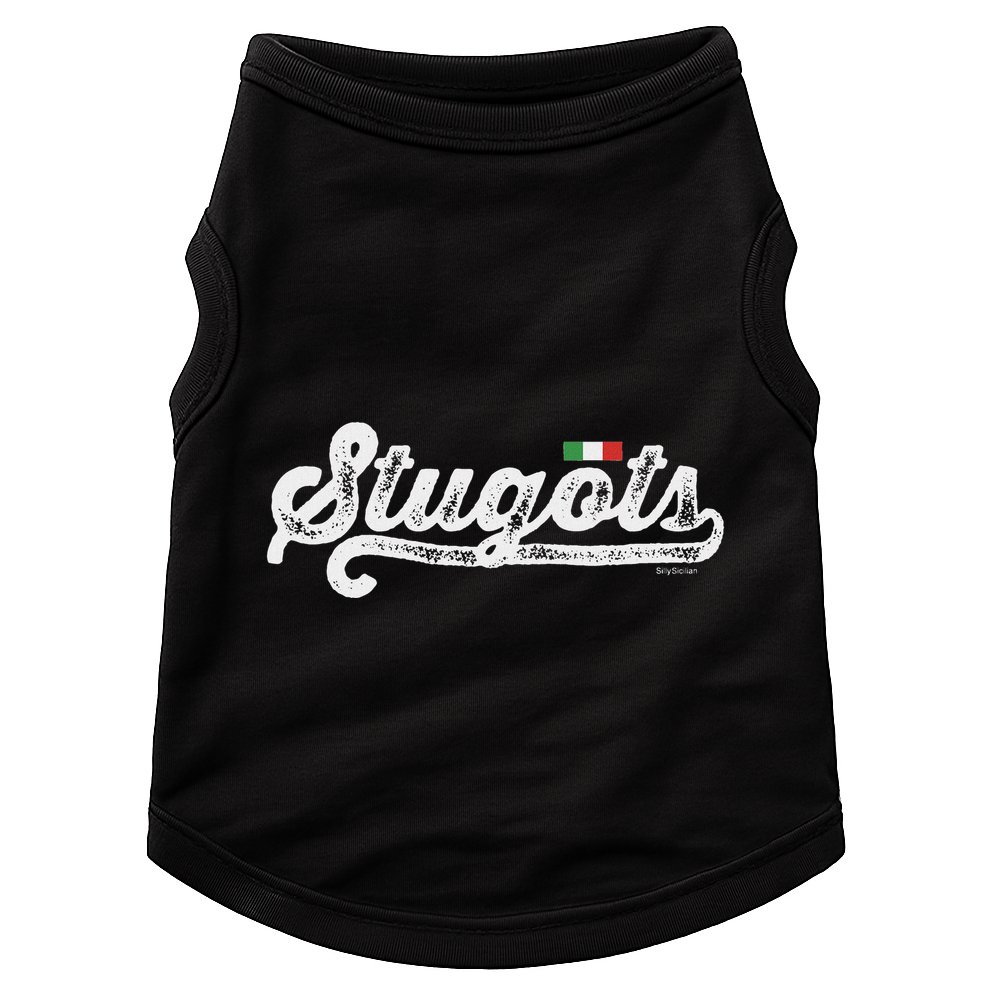 Stugots Funny Italian Saying Italy Flag White Vintage Script Doggie Tank