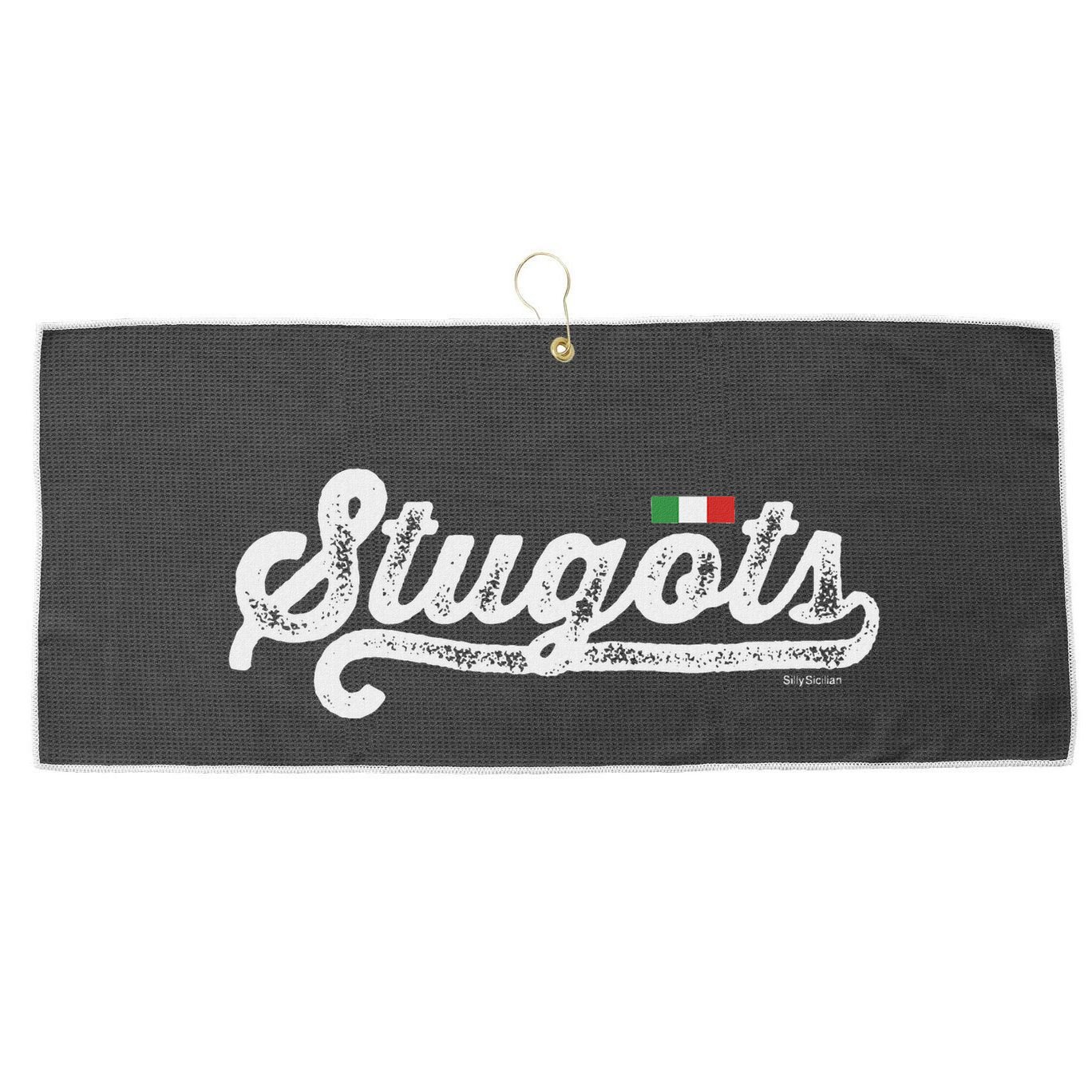 Stugots Funny Italian Saying Italy Flag White Vintage Script Large Microfiber Waffle Golf Towel