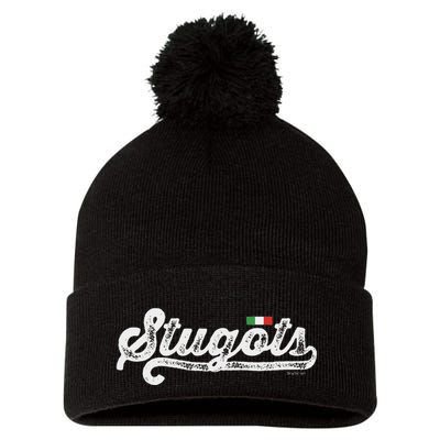 Stugots Funny Italian Saying Italy Flag White Vintage Script Pom Pom 12in Knit Beanie