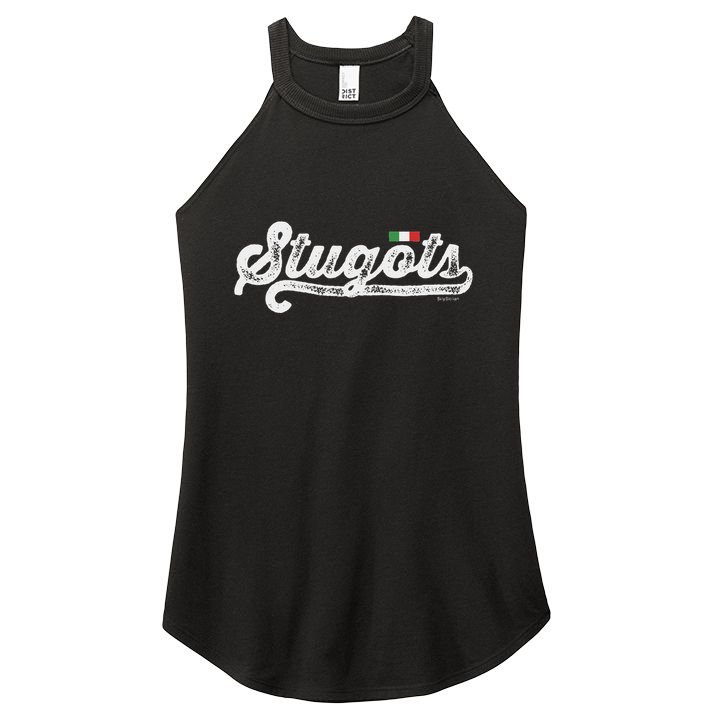 Stugots Funny Italian Saying Italy Flag White Vintage Script Women's Perfect Tri Rocker Tank